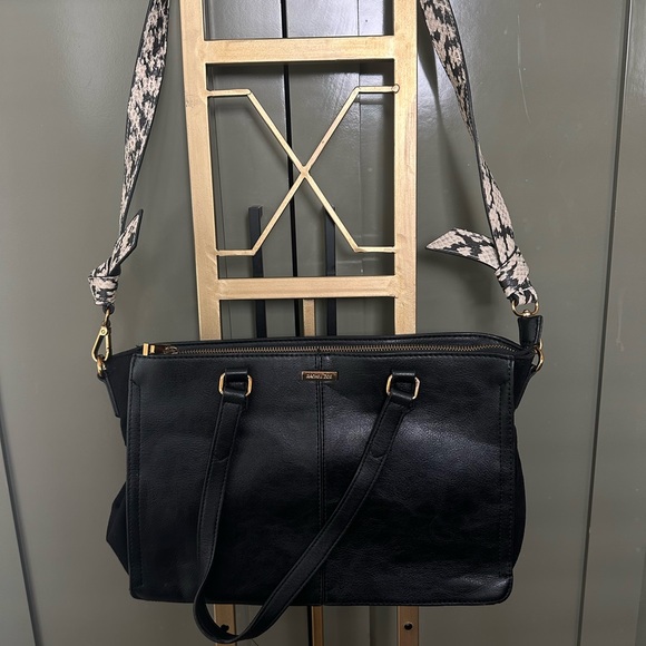 Rachel Zoe Black Shoulder Bag with Patterned Strap - Picture 1 of 3